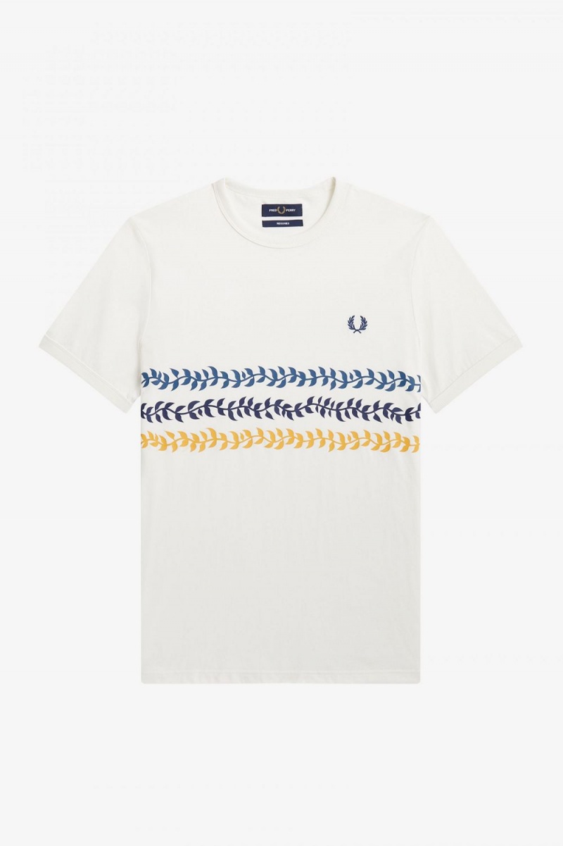 Fred Perry Vine Graphic Men\'s T-Shirt Snow White | KMBNA3629