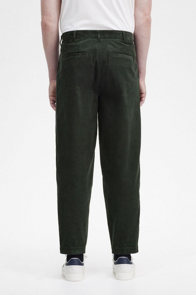 Fred Perry Waffle Cord Tapered Men's Pants Night Green | WKZAX1365