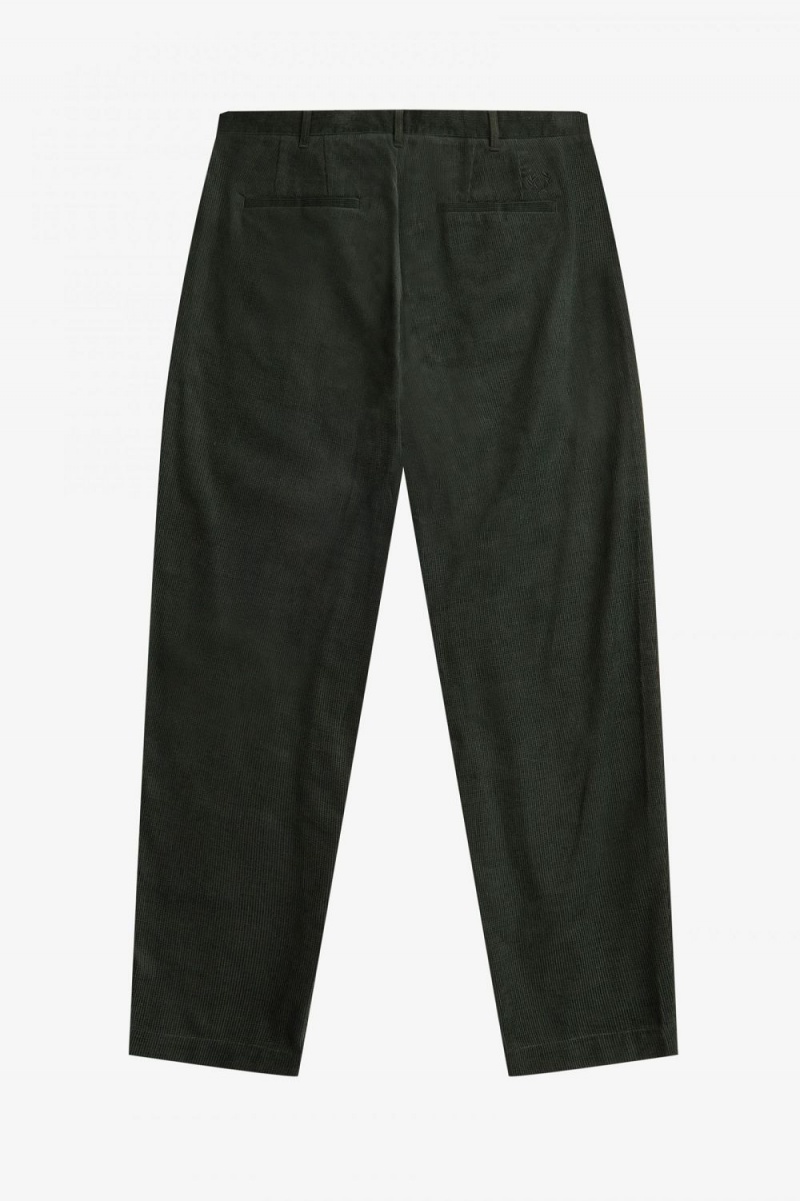 Fred Perry Waffle Cord Tapered Men's Pants Night Green | WKZAX1365