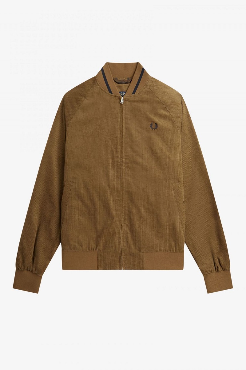 Fred Perry Waffle Cord Tennis Bomber Men's Jackets Brown | ZISML2863