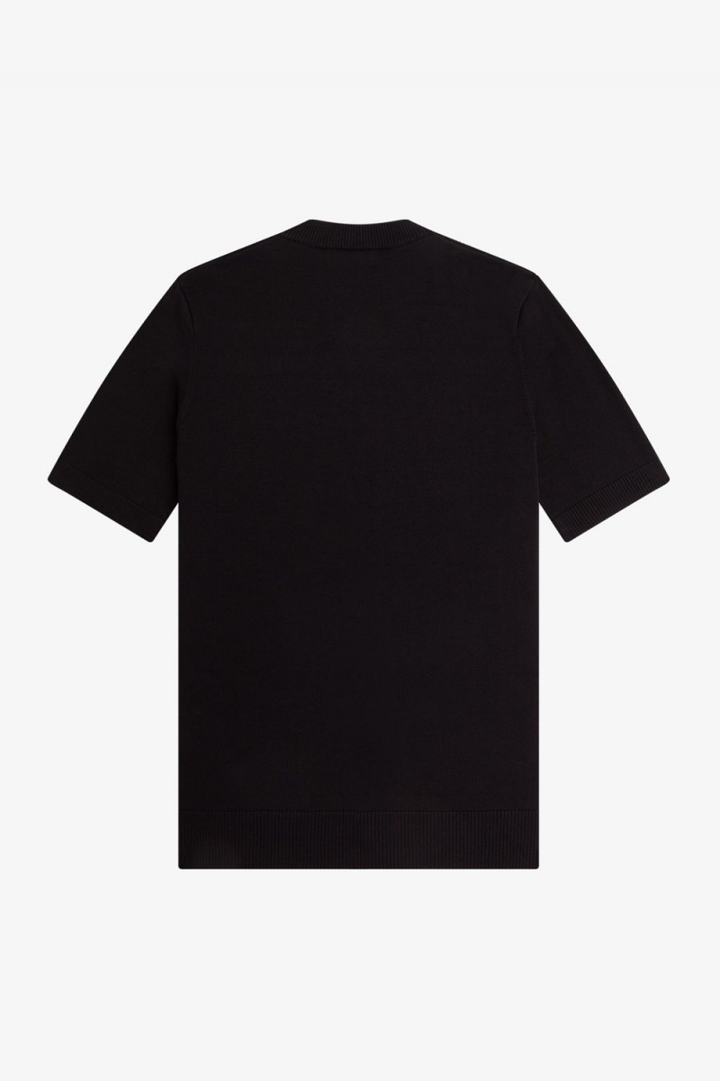 Fred Perry Waffle Stitch Henley Men's Shirt Black | VCAMJ2359