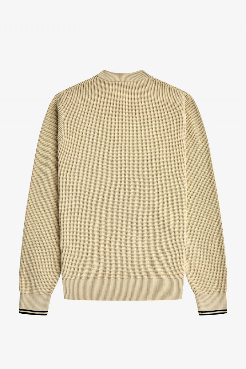 Fred Perry Waffle Stitch Men's Jumper Oatmeal | XYPRU7250