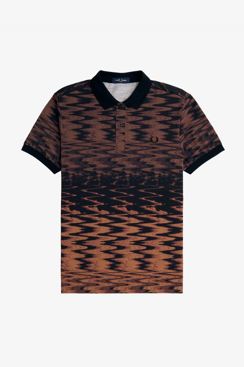 Fred Perry Wave Graphic Men's Polo Shirt Black | RAMYZ8642