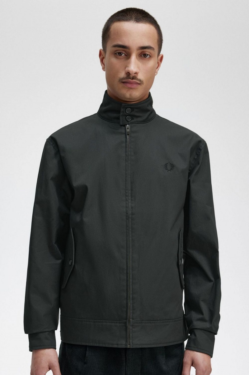 Fred Perry Waxed Cotton Men's Jackets Night Green | GTJFC0742