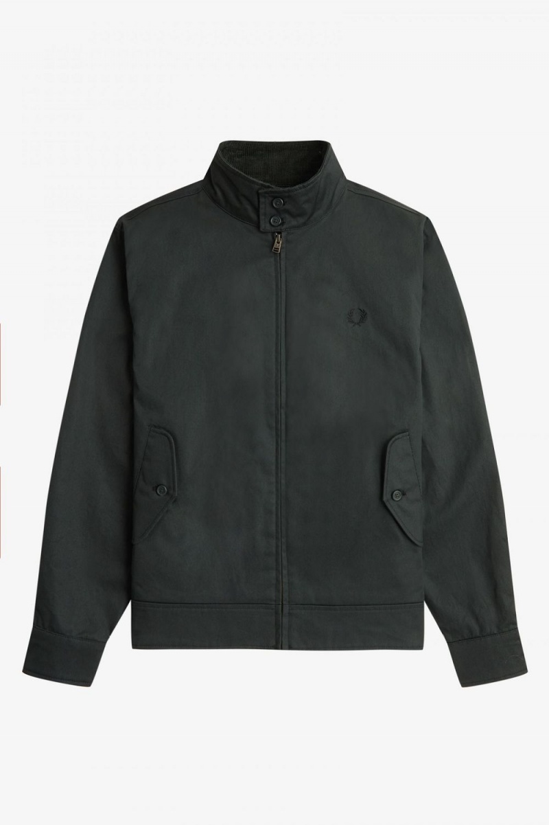 Fred Perry Waxed Cotton Men's Jackets Night Green | GTJFC0742