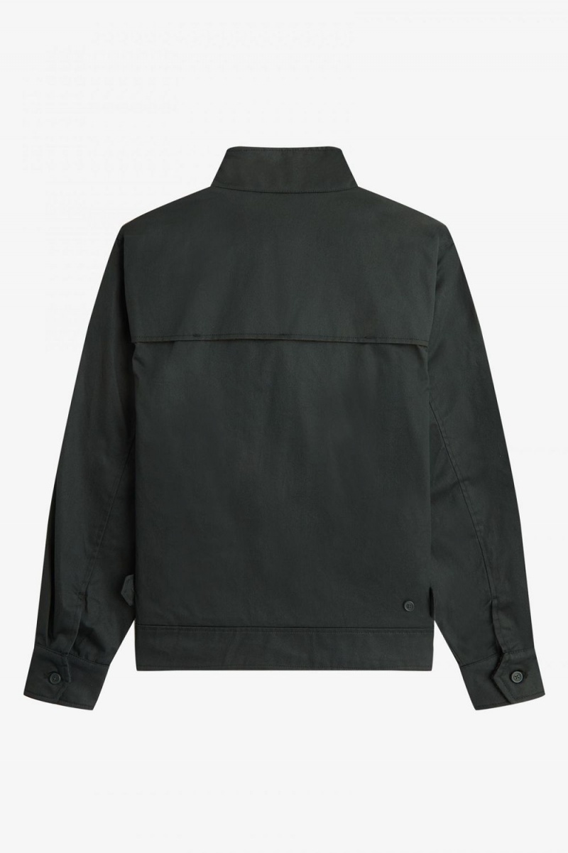 Fred Perry Waxed Cotton Men's Jackets Night Green | GTJFC0742