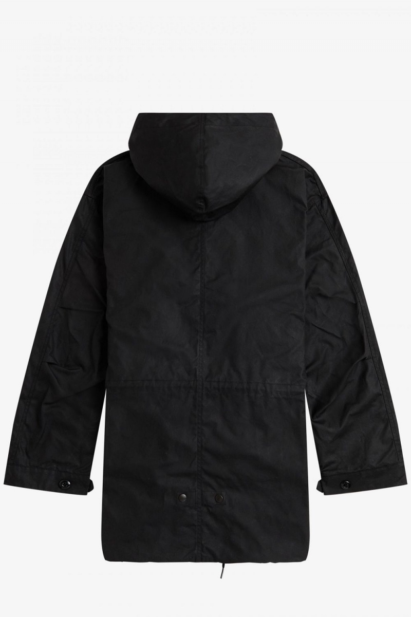 Fred Perry Waxed Cotton Men's Parka Black | SCOID8041