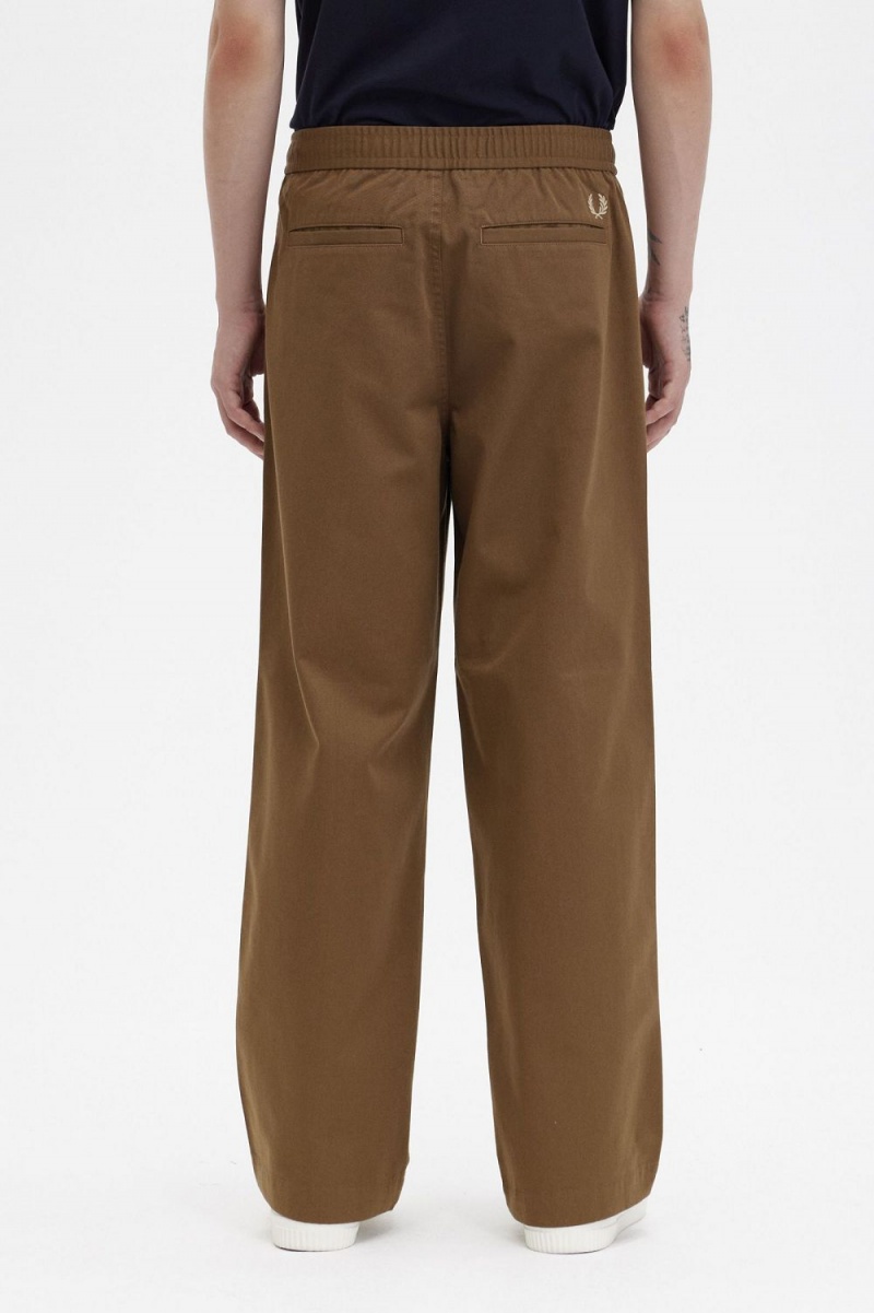 Fred Perry Wide Leg Drawstring Men's Pants Brown | EMDAB1308