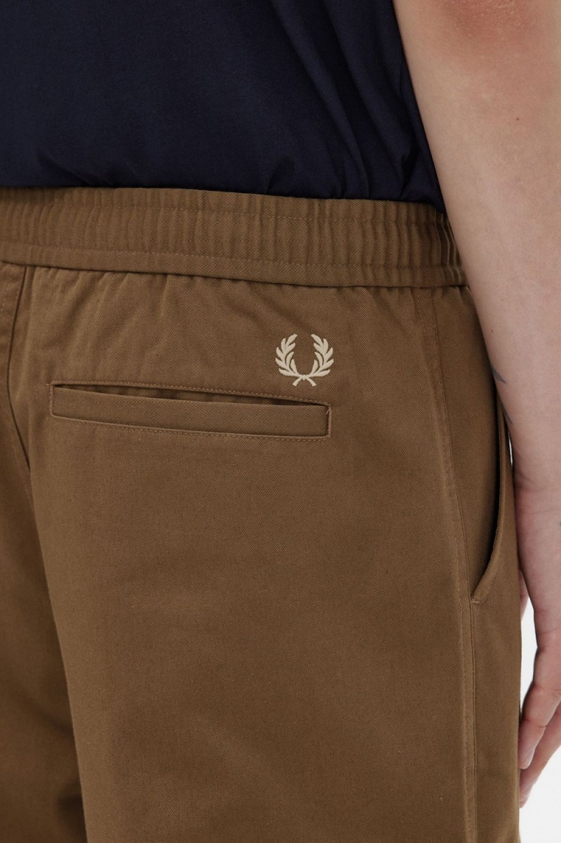 Fred Perry Wide Leg Drawstring Men's Pants Brown | EMDAB1308