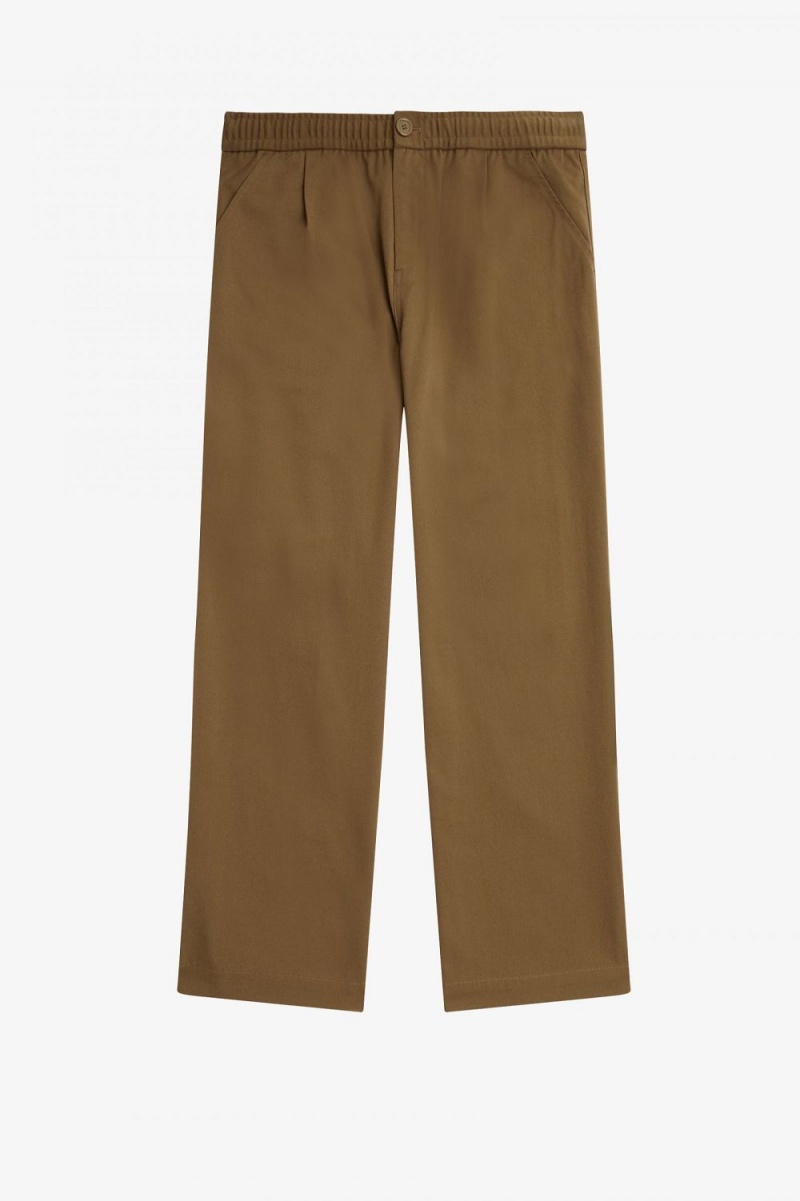 Fred Perry Wide Leg Drawstring Men's Pants Brown | EMDAB1308