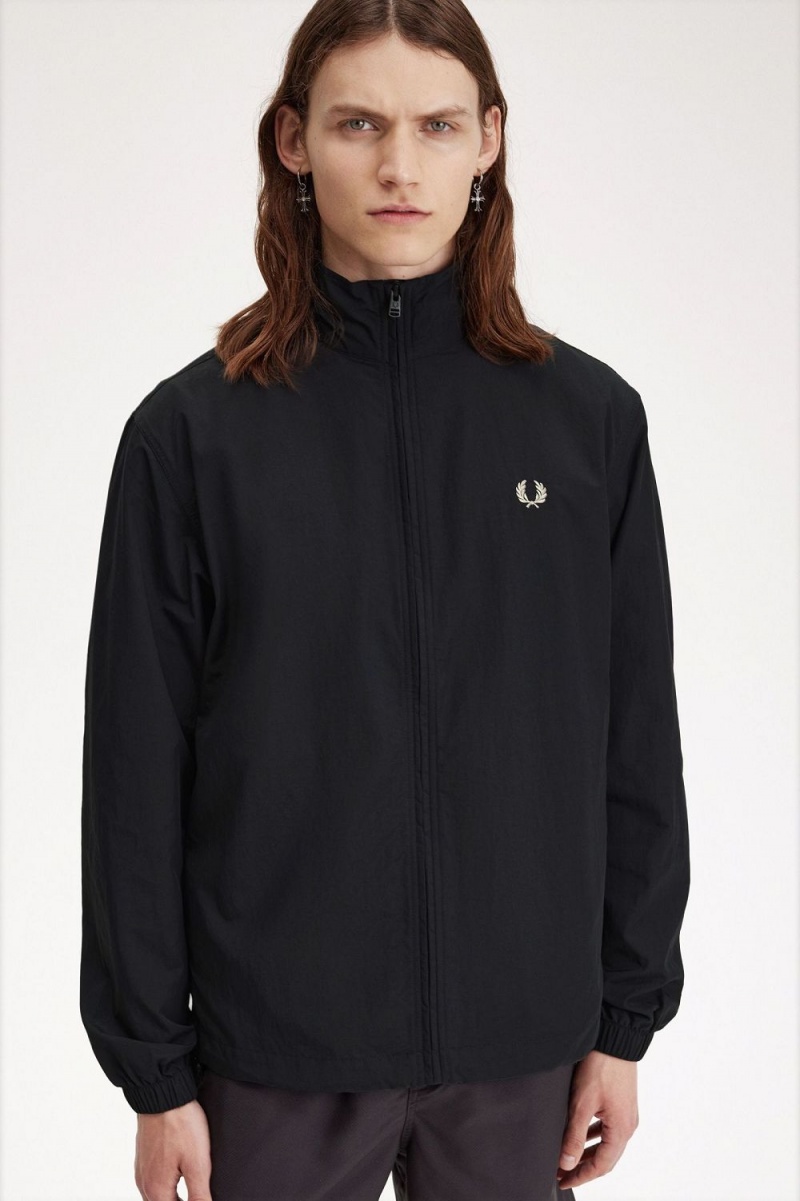 Fred Perry Woven Track Men's Jackets Black | EPGOK1350