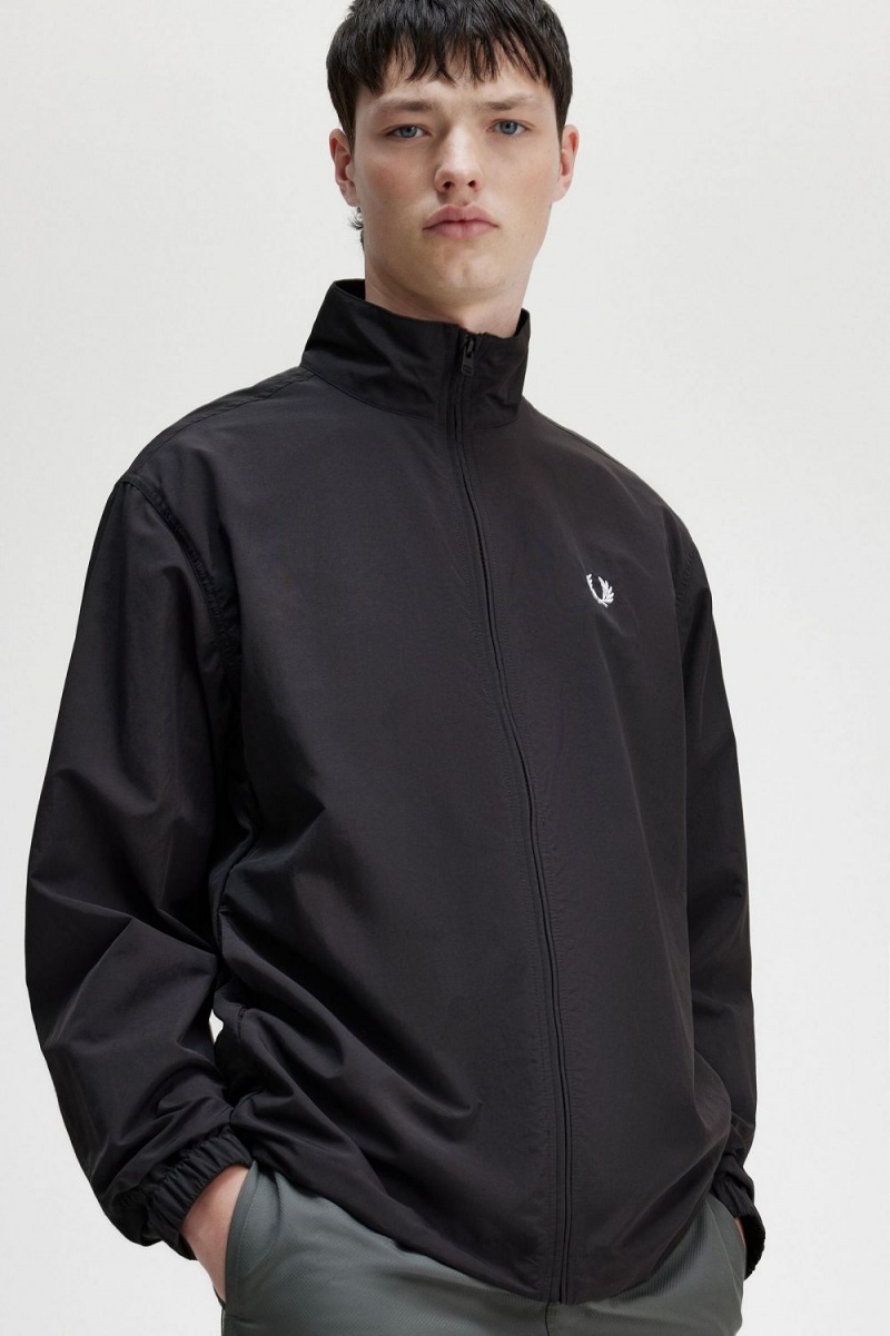 Fred Perry Woven Track Men's Jackets Black | EPGOK1350