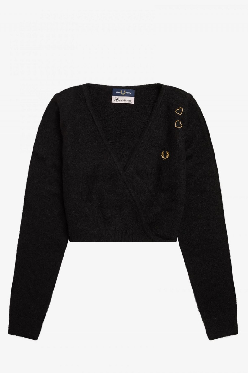 Fred Perry Wrap Women's Cardigan Black | IQYMZ9261