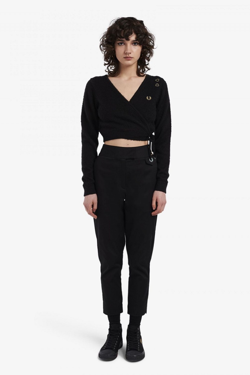 Fred Perry Wrap Women's Cardigan Black | IQYMZ9261