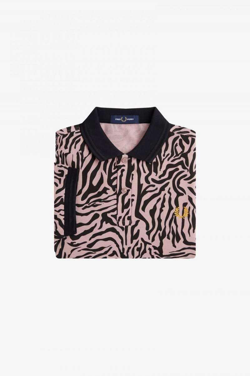 Fred Perry Zebra Print Men's Shirt Dusty Rose Pink | JACBQ7532