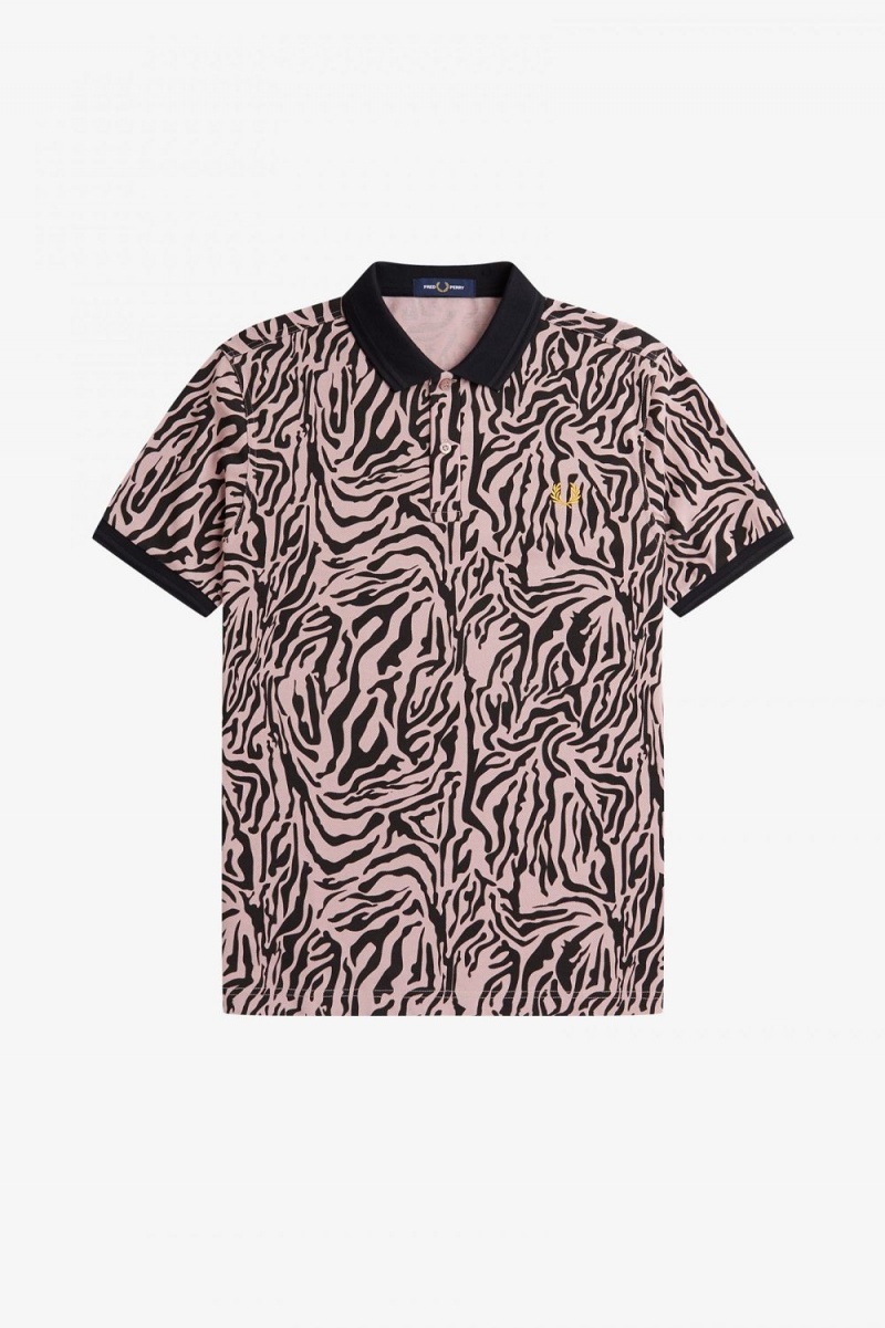 Fred Perry Zebra Print Men's Shirt Dusty Rose Pink | JACBQ7532