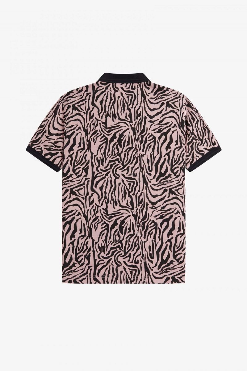 Fred Perry Zebra Print Men's Shirt Dusty Rose Pink | JACBQ7532