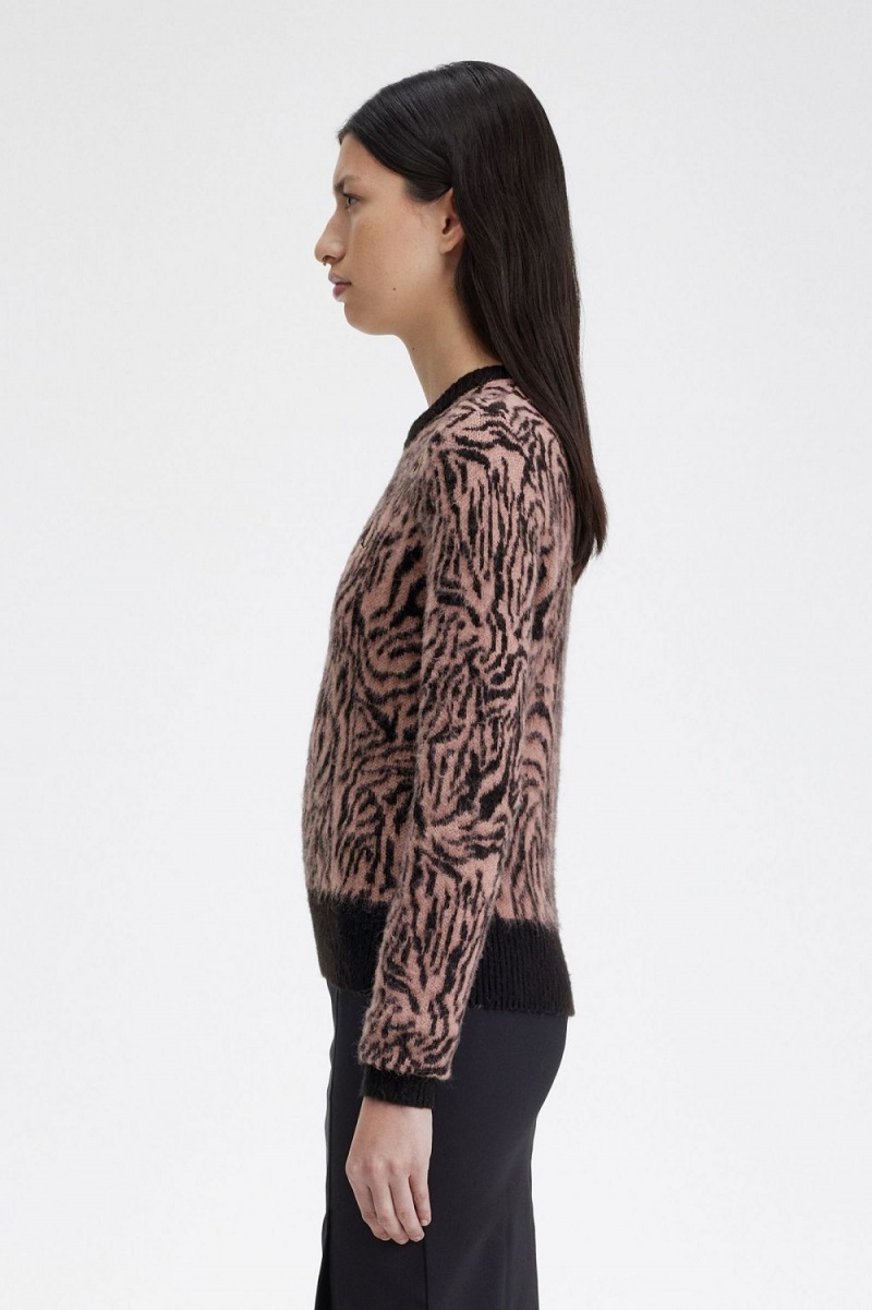 Fred Perry Zebra Women's Jumper Dusty Rose Pink | DTBJP3182