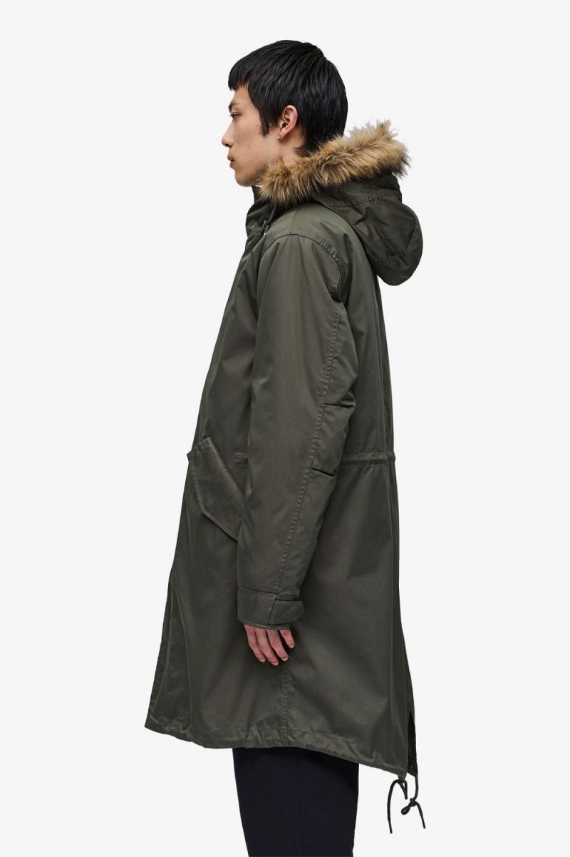 Fred Perry Zip-In Liner Men's Parka Field Green | WGCSO7526