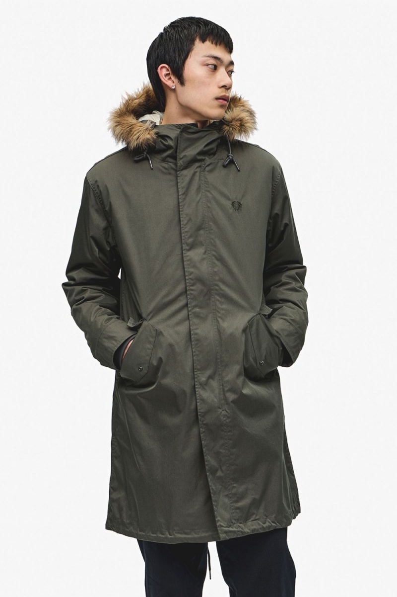 Fred Perry Zip-In Liner Men's Parka Field Green | WGCSO7526