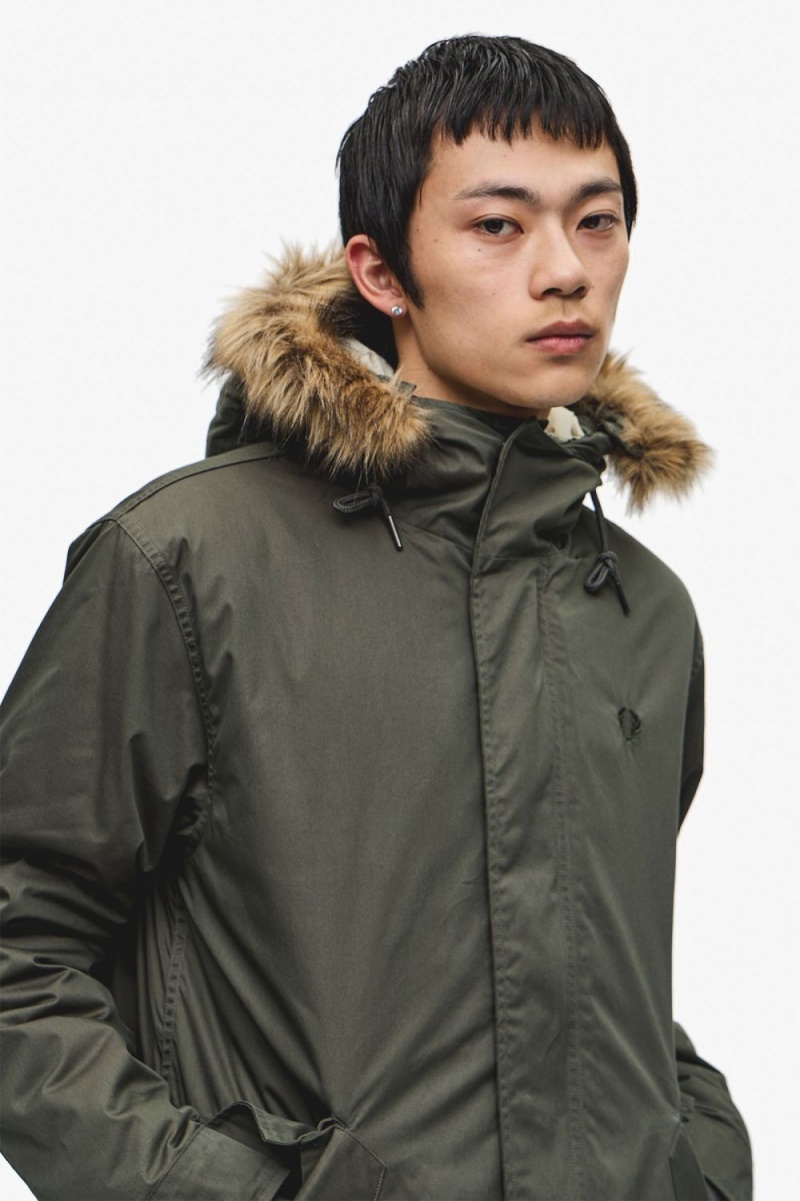 Fred Perry Zip-In Liner Men's Parka Field Green | WGCSO7526