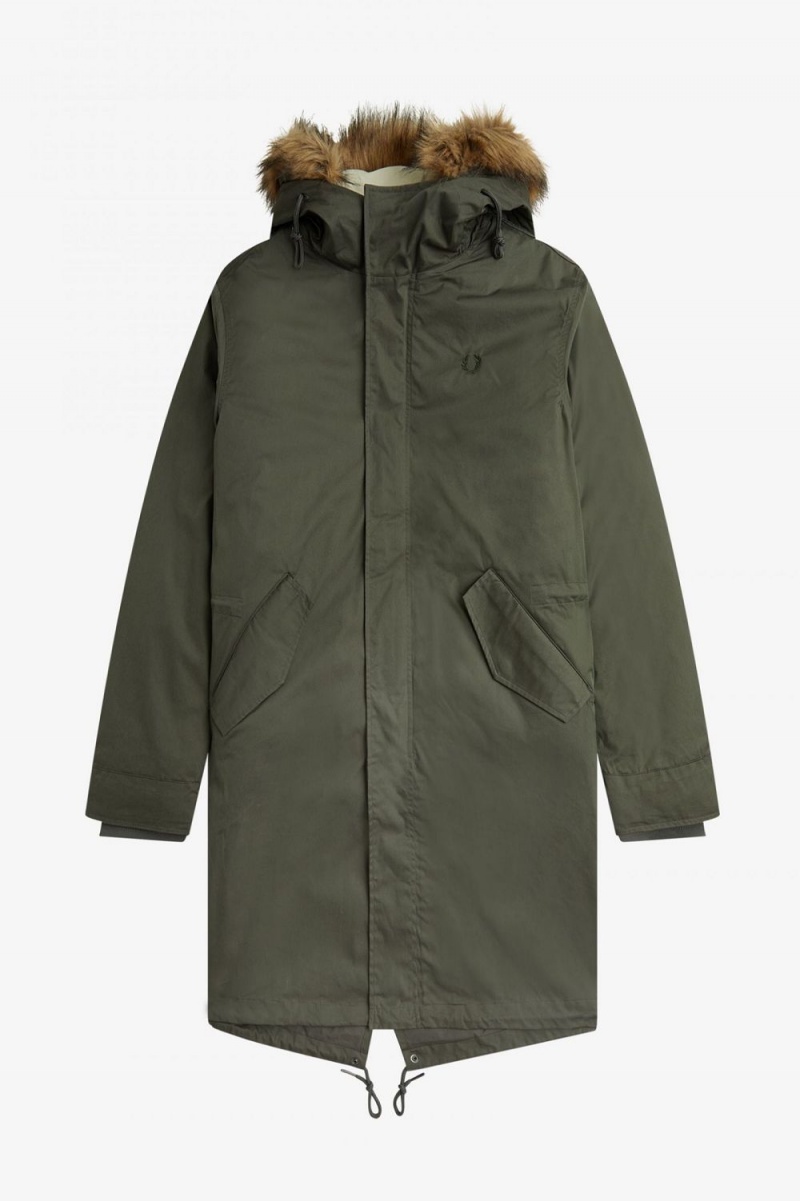 Fred Perry Zip-In Liner Men's Parka Field Green | WGCSO7526