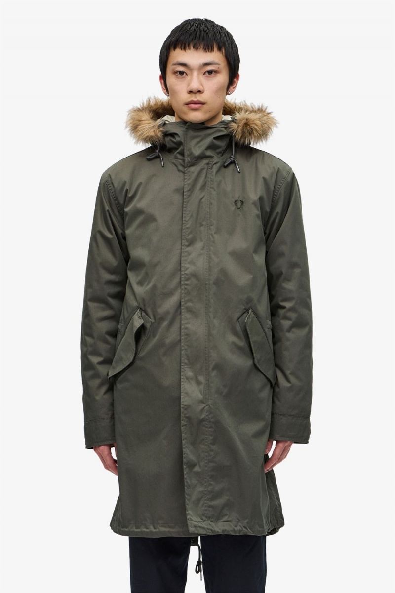 Fred Perry Zip-In Liner Men\'s Parka Field Green | WGCSO7526