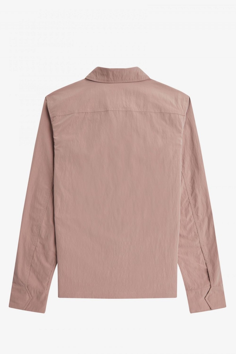 Fred Perry Zip-Through Men's Shirt Dark Pink | SRXGF0682