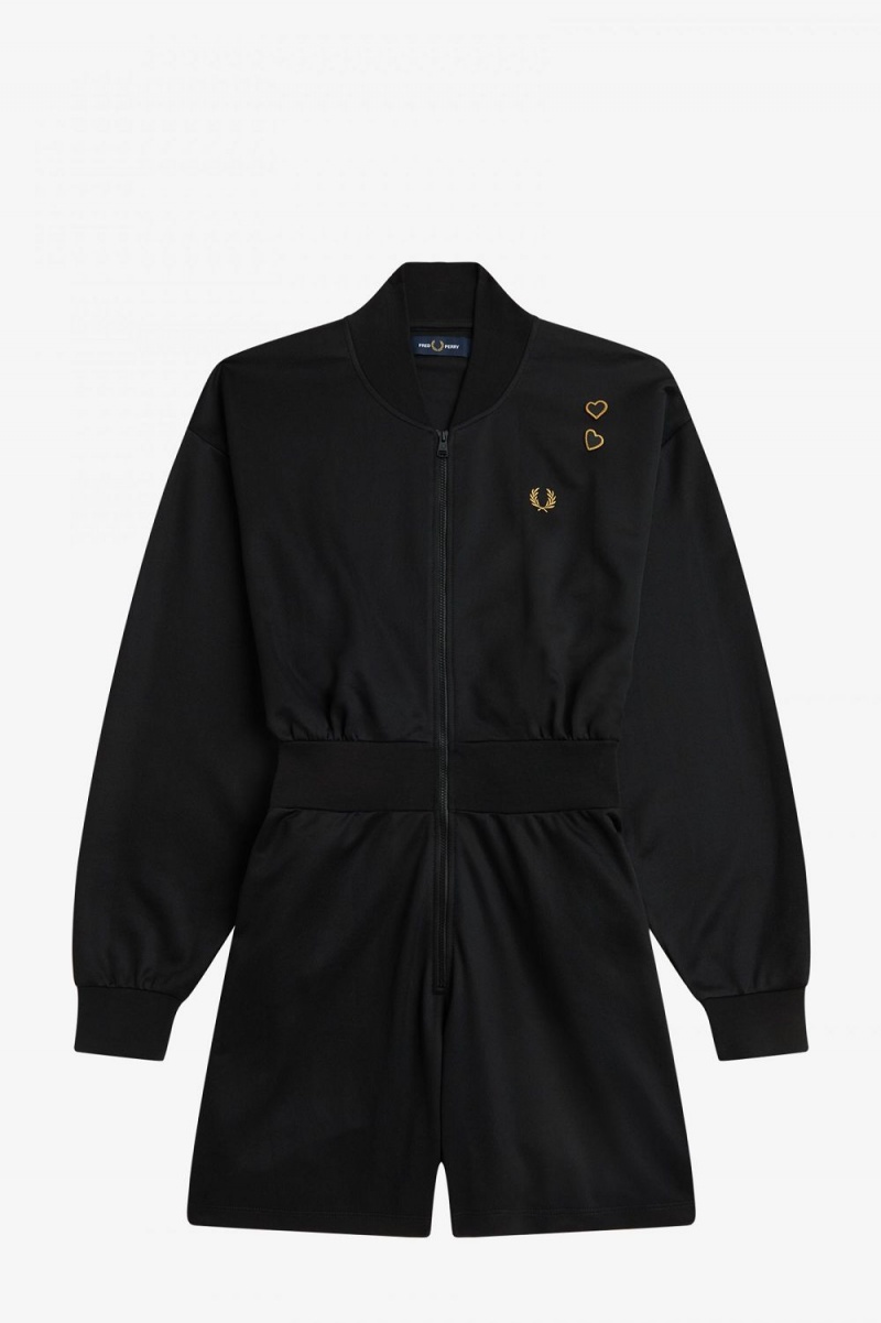 Fred Perry Zip-Through Playsuit Women's Dress Black | JUCTX7584