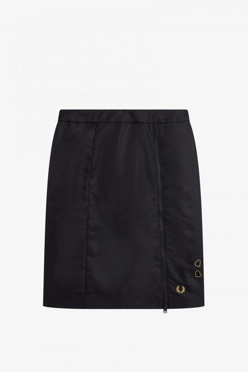 Fred Perry Zip Detail Women's Skirts Black | LOKDB5260