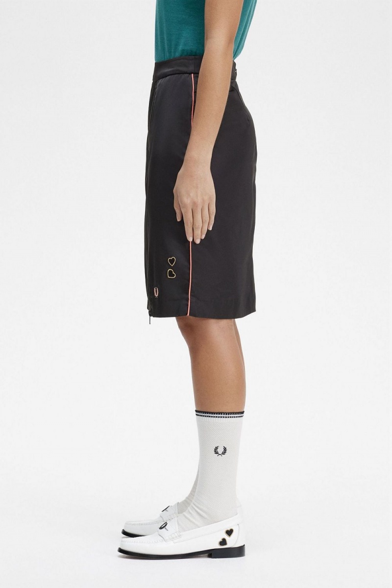 Fred Perry Zip Detail Women's Skirts Black | NWVRE1509