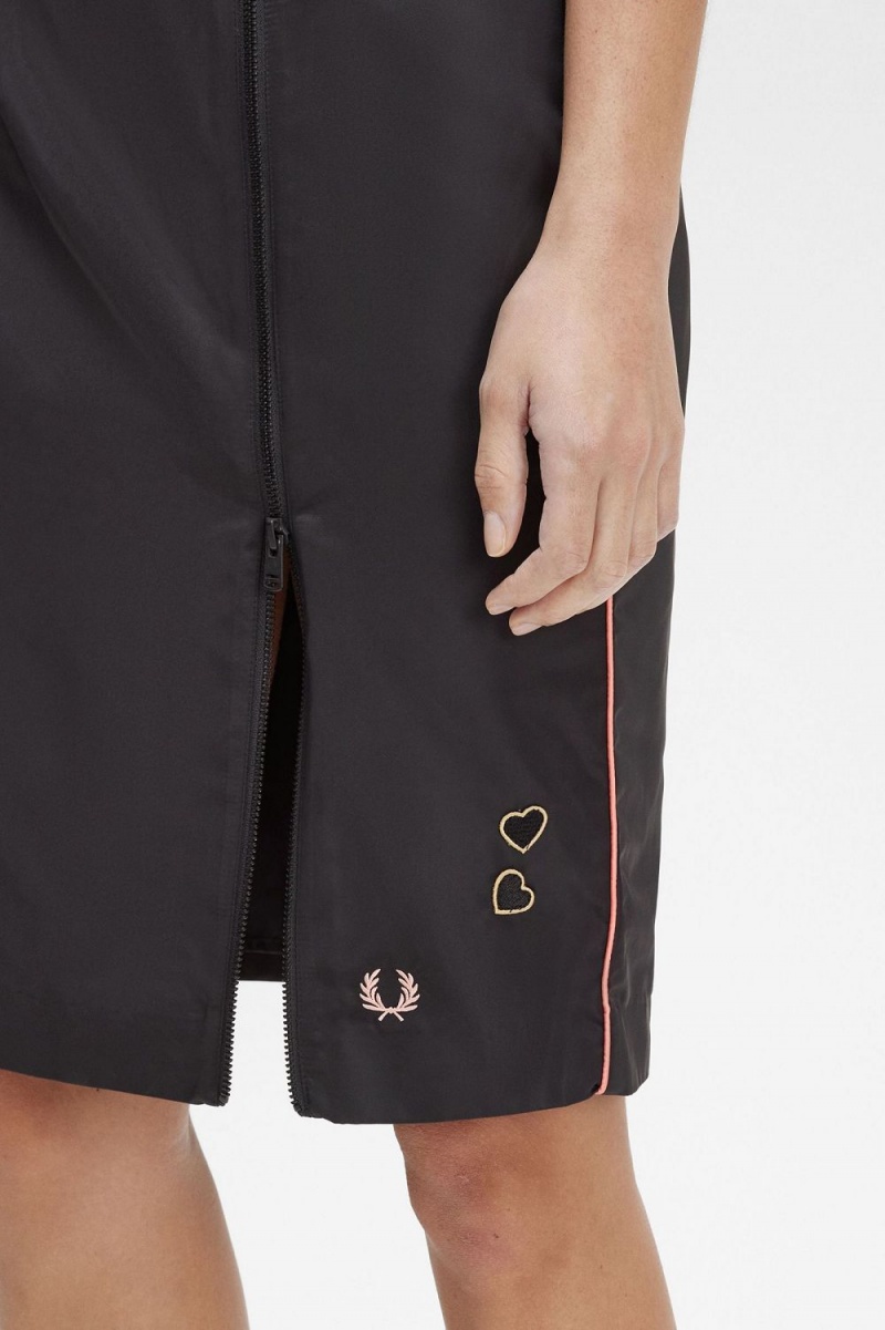 Fred Perry Zip Detail Women's Skirts Black | NWVRE1509