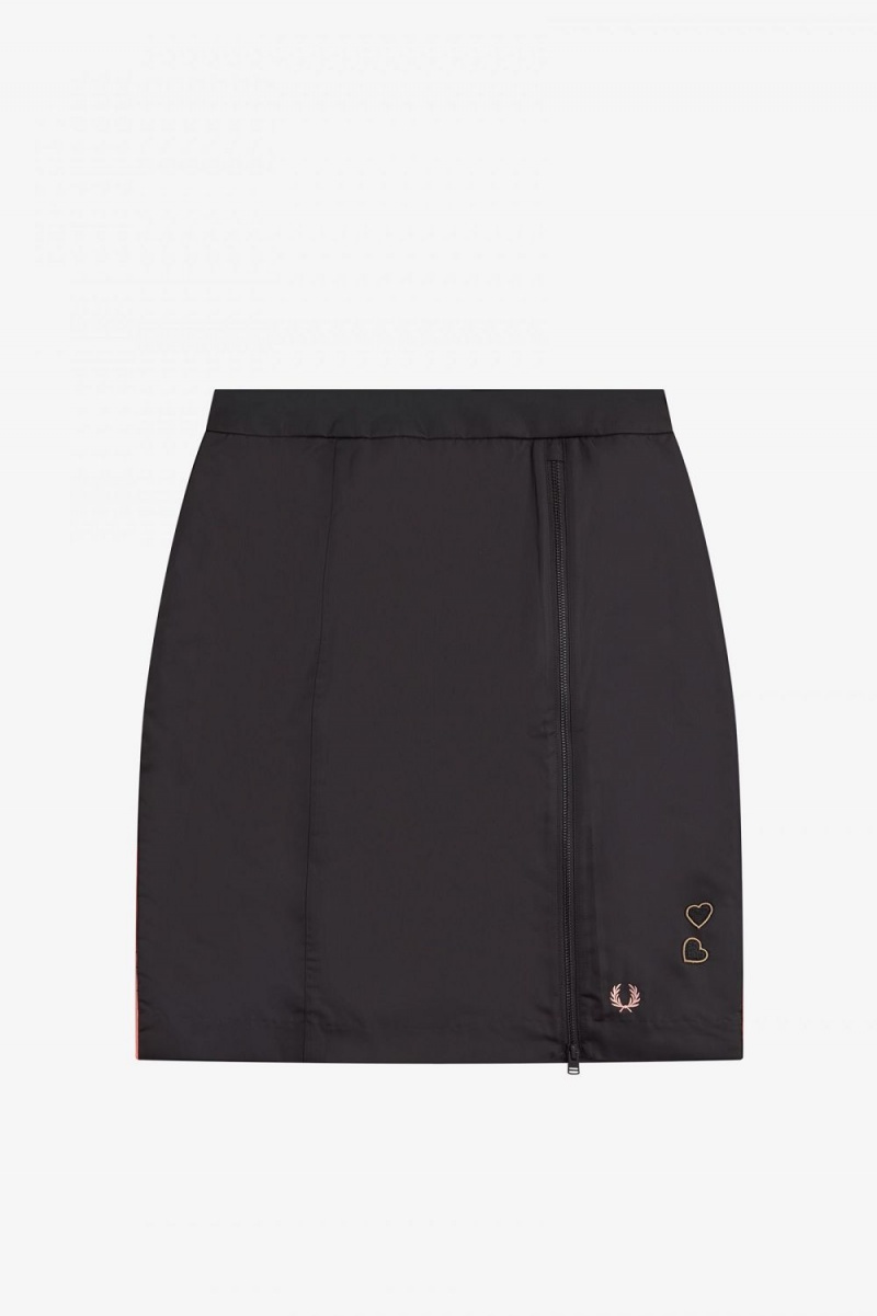 Fred Perry Zip Detail Women's Skirts Black | NWVRE1509