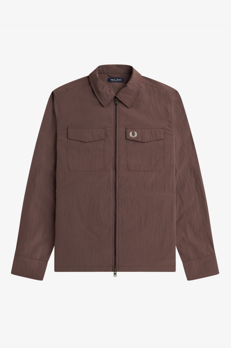 Fred Perry Zip Men's Shirt Dark Red | OEVZI7513