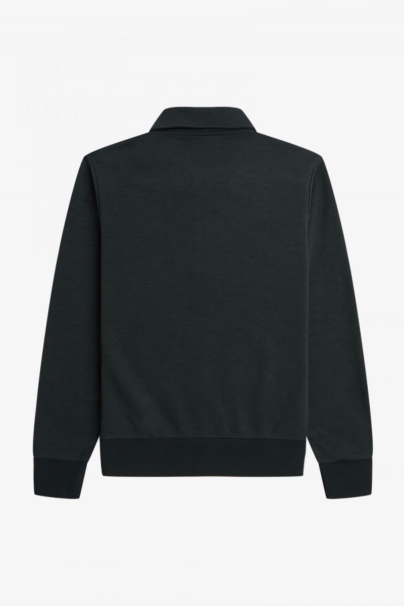 Fred Perry Zip Neck Collar Men's Sweatshirts Night Green | MLUHF0326