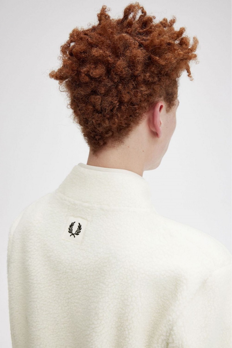 Fred Perry Zip Through Borg Fleece Men's Sweatshirts Beige | KGYHV5317