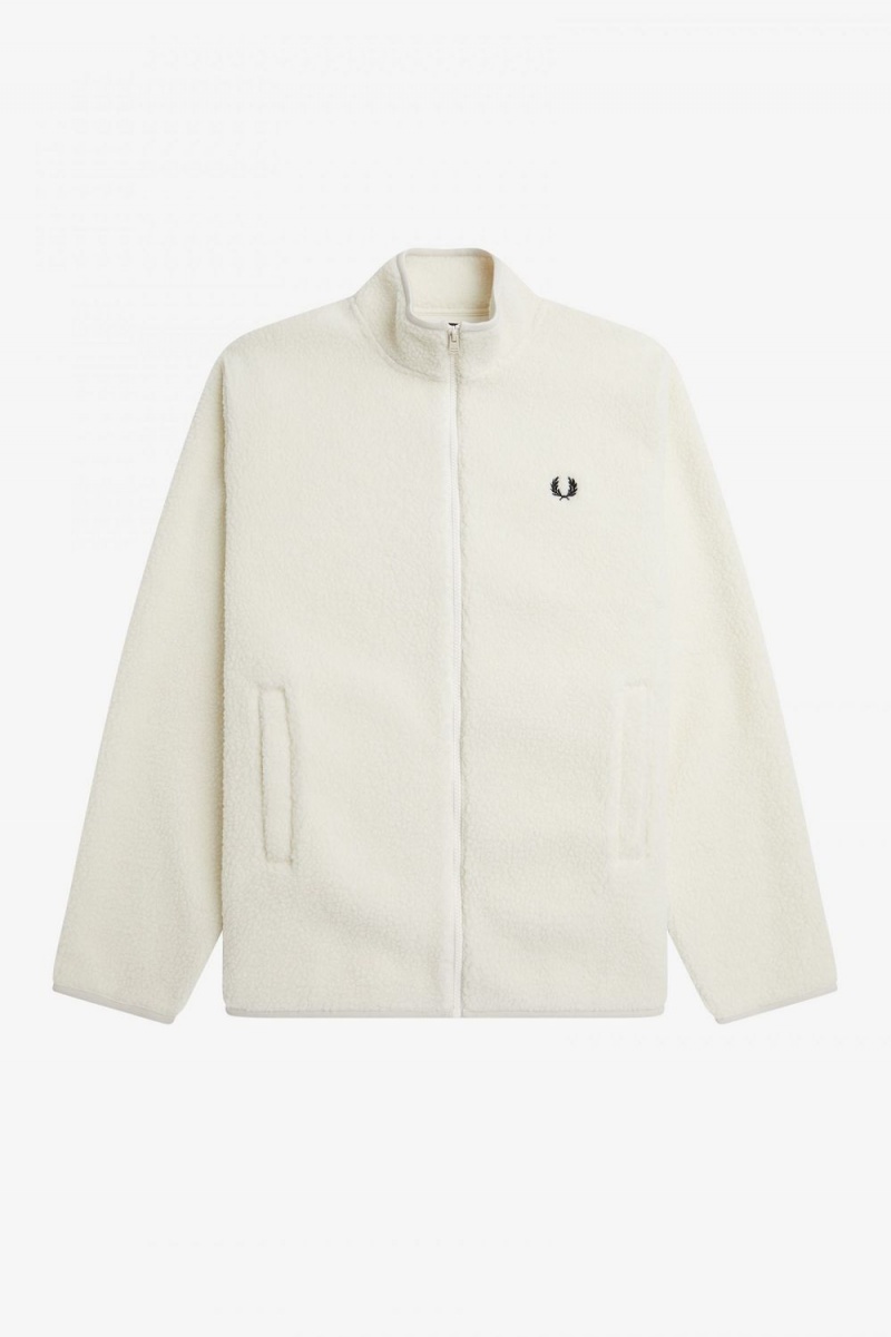 Fred Perry Zip Through Borg Fleece Men's Sweatshirts Beige | KGYHV5317